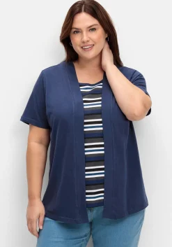 Shirt in 2-in-Optik, mit gestreiftem Einsatz