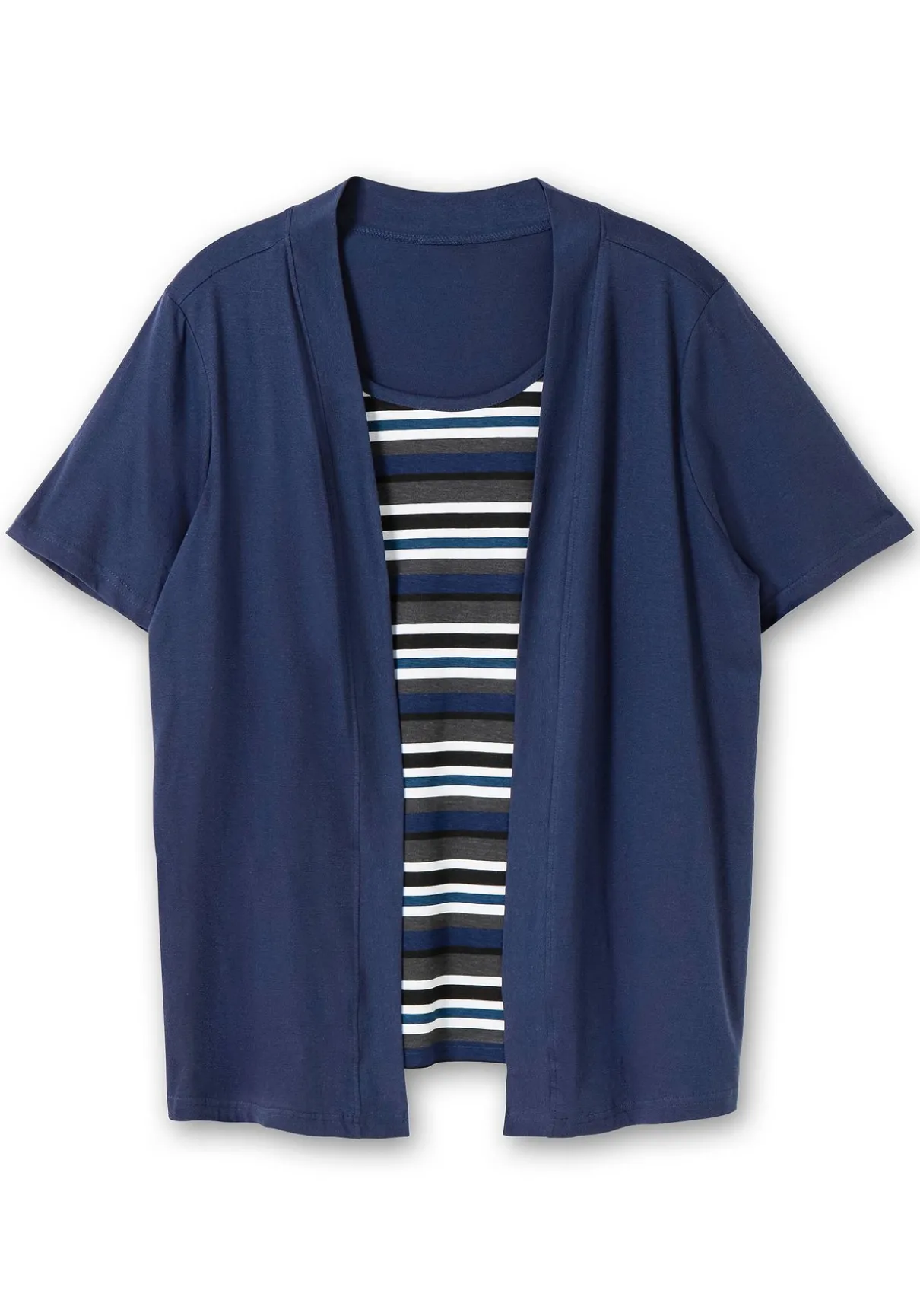 Shirt in 2-in-Optik, mit gestreiftem Einsatz