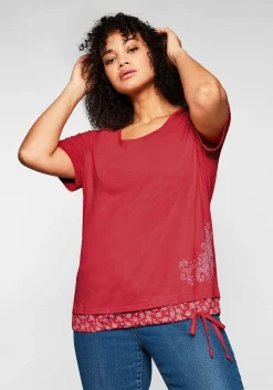 Shirt in 2-in-1-Optik mit Print und Tunnelzug