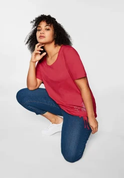 Shirt in 2-in-1-Optik mit Print und Tunnelzug