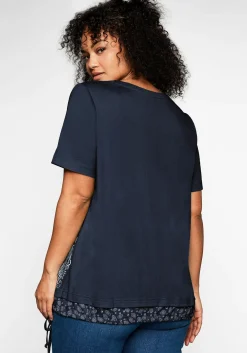 Shirt in 2-in-1-Optik mit Print und Tunnelzug