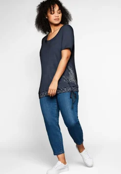 Shirt in 2-in-1-Optik mit Print und Tunnelzug