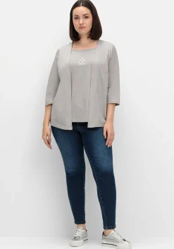 Shirt in 2-in-Optik, mit 3/4-Ärmeln und Glitzerdetail