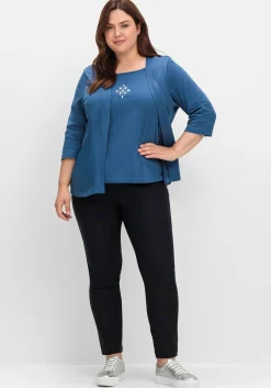 Shirt in 2-in-Optik, mit 3/4-Ärmeln und Glitzerdetail