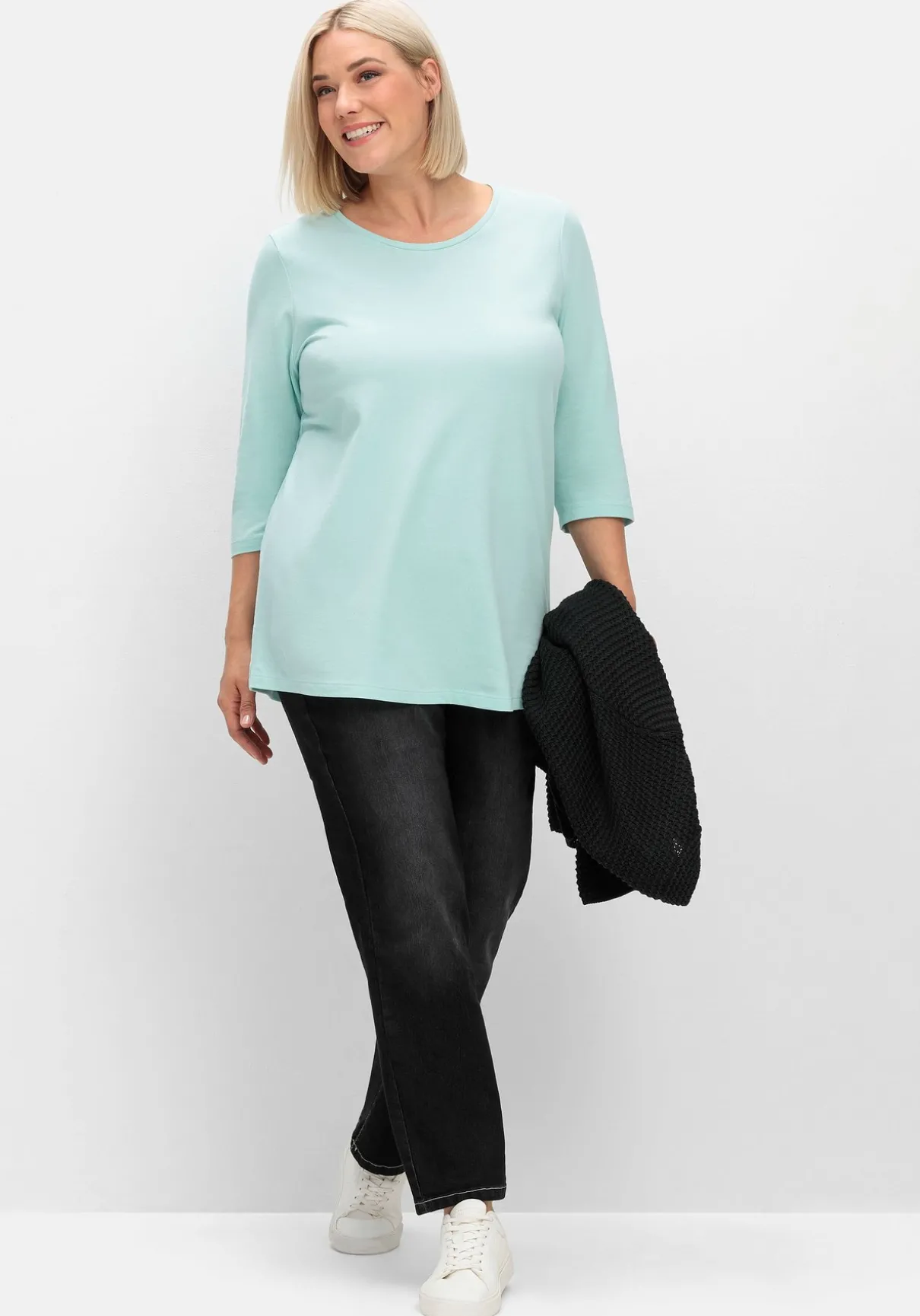 Shirt in Piqué-Qualität mit 3/4-Ärmeln