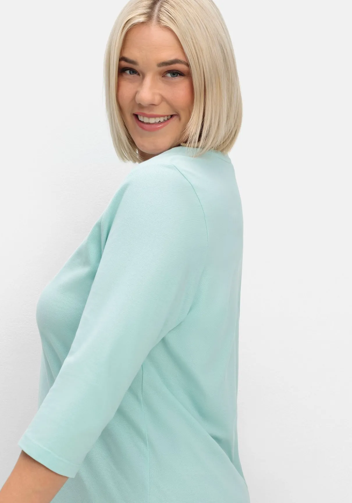 Shirt in Piqué-Qualität mit 3/4-Ärmeln