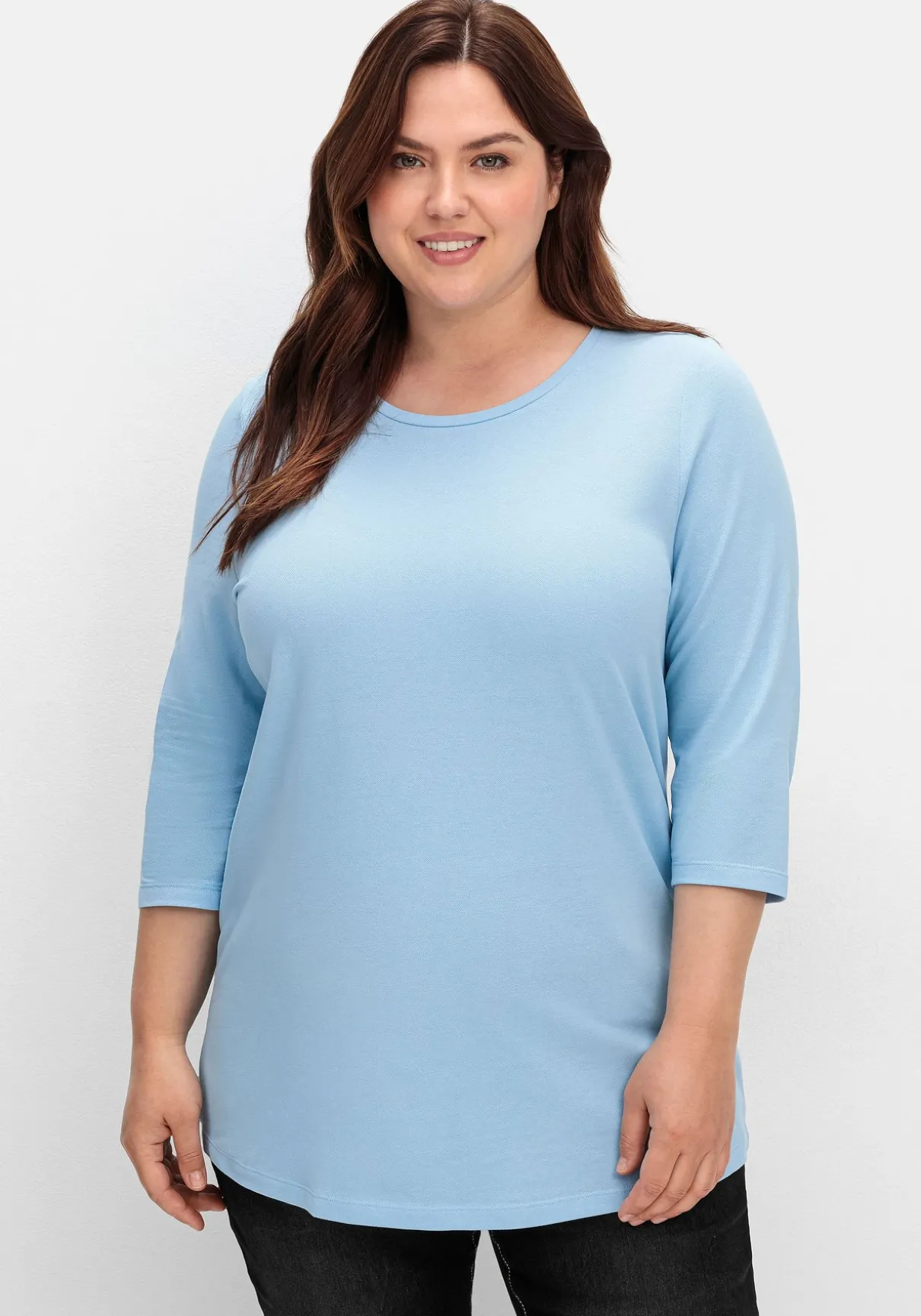 Shirt in Piqué-Qualität mit 3/4-Ärmeln