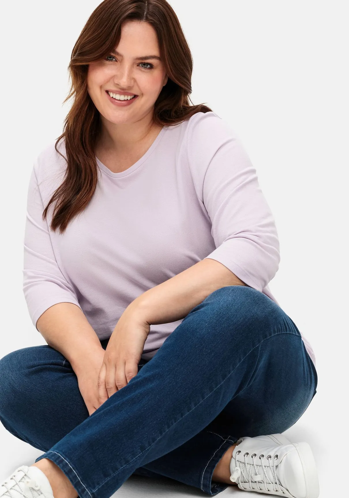 Shirt in Piqué-Qualität mit 3/4-Ärmeln