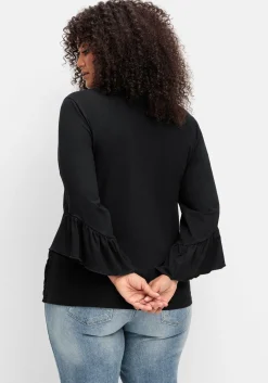 Shirt in Wickeloptik, mit Volantärmeln