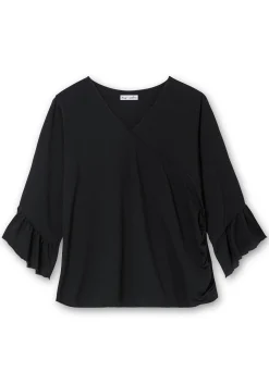 Shirt in Wickeloptik, mit Volantärmeln