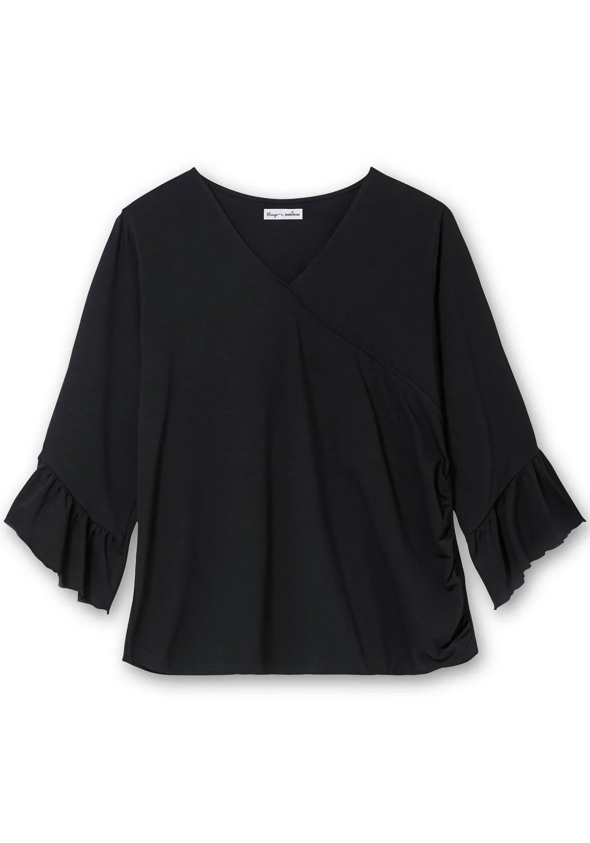 Shirt in Wickeloptik, mit Volantärmeln