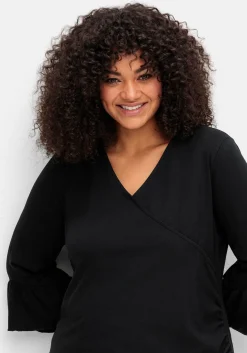 Shirt in Wickeloptik, mit Volantärmeln