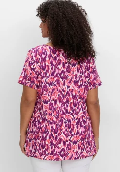 Shirt mit Alloverdruck und V-Ausschnitt