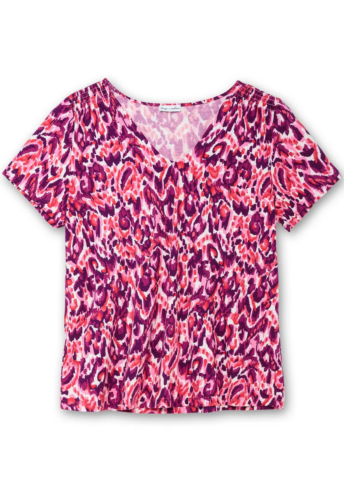 Shirt mit Alloverdruck und V-Ausschnitt