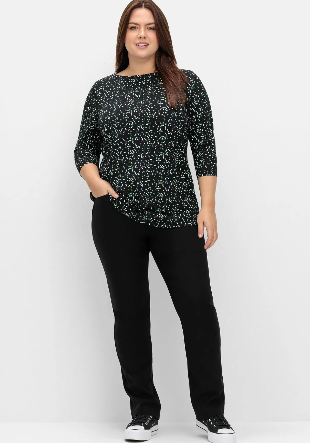 Shirt mit 3/4-Arm und Minimalprint