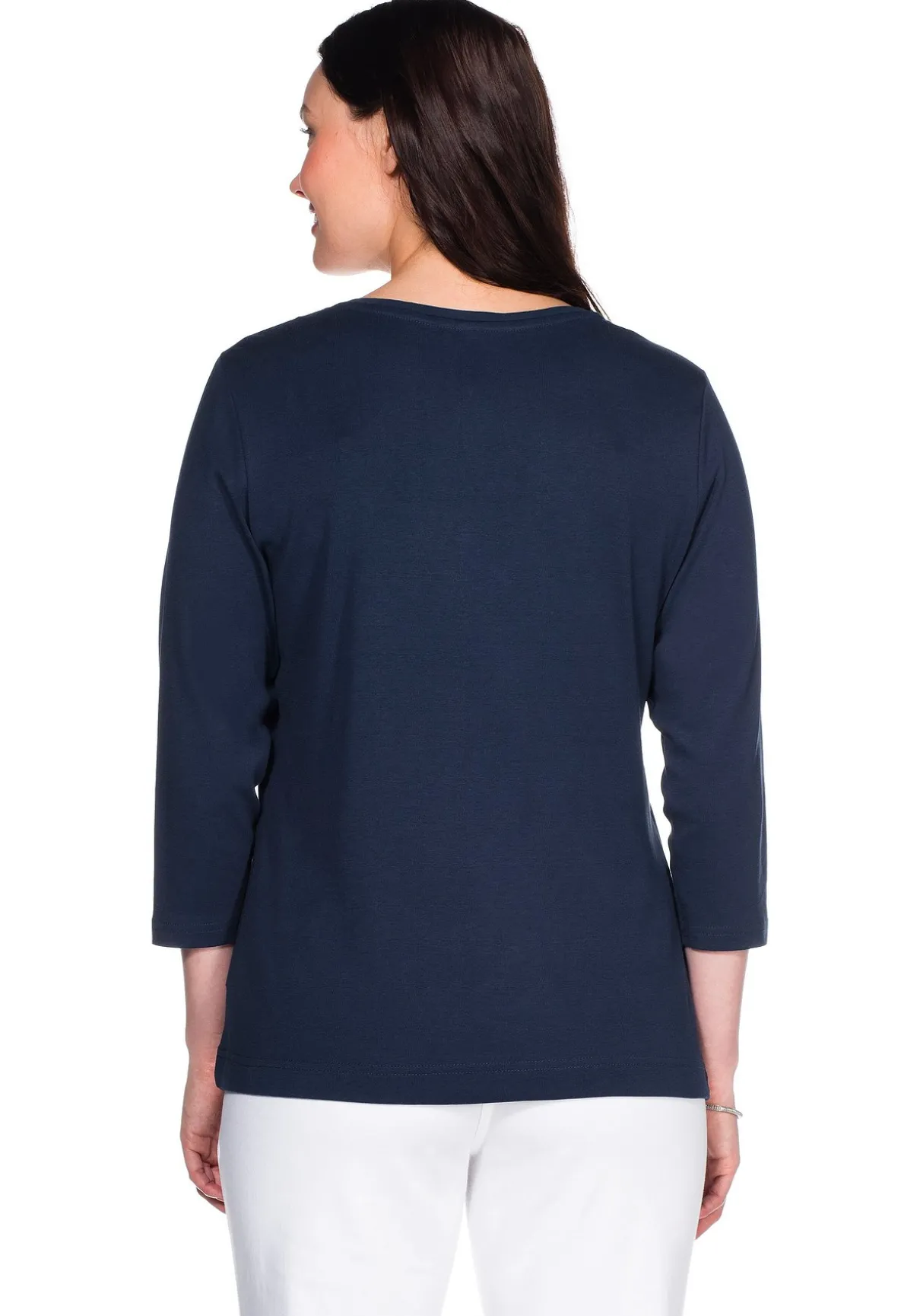 Shirt mit 3/4-Arm und V-Ausschnitt, in Rippqualität