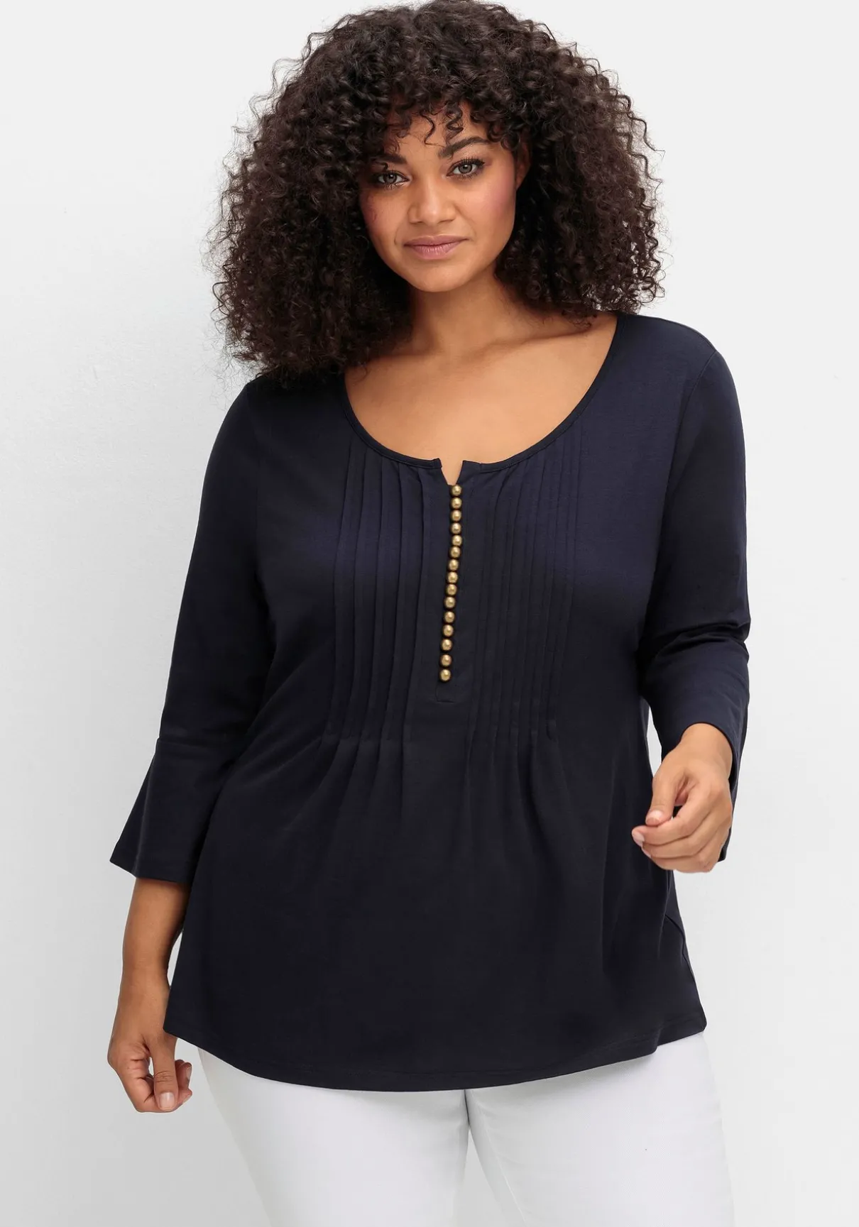 Shirt mit Biesen und Volantärmeln