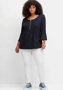 Shirt mit Biesen und Volantärmeln