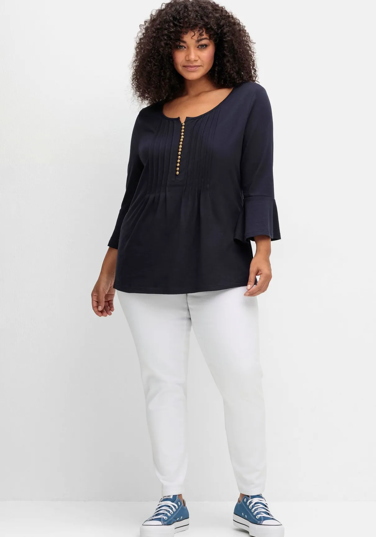 Shirt mit Biesen und Volantärmeln