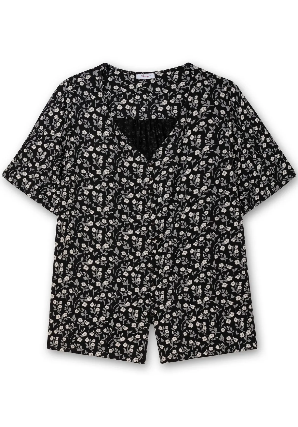 Shirt mit Blümchenprint und Knopfleiste