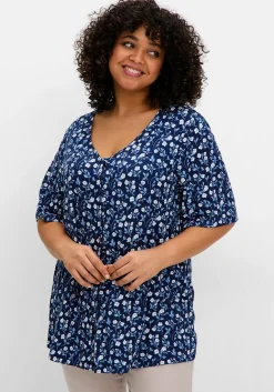 Shirt mit Blümchenprint und Knopfleiste