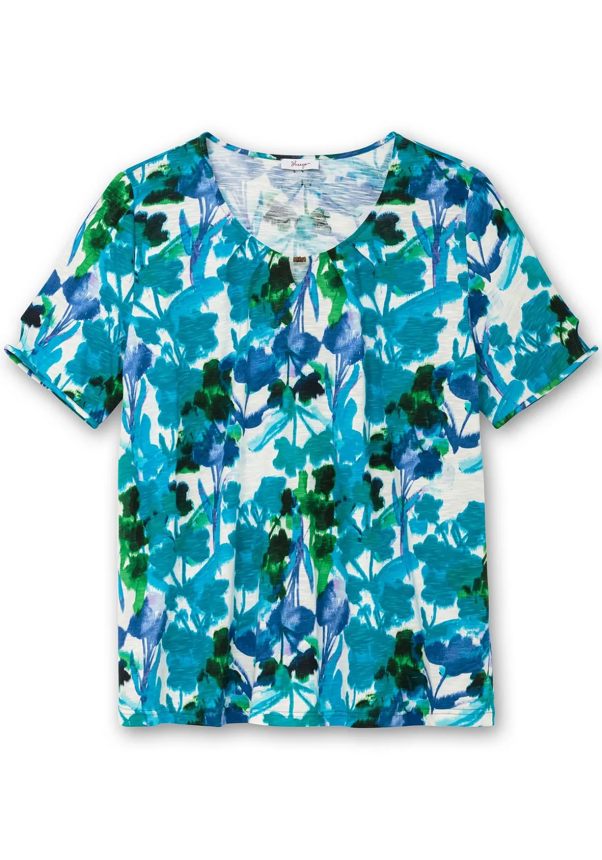 Shirt mit Blätterprint und Perlen-Detail