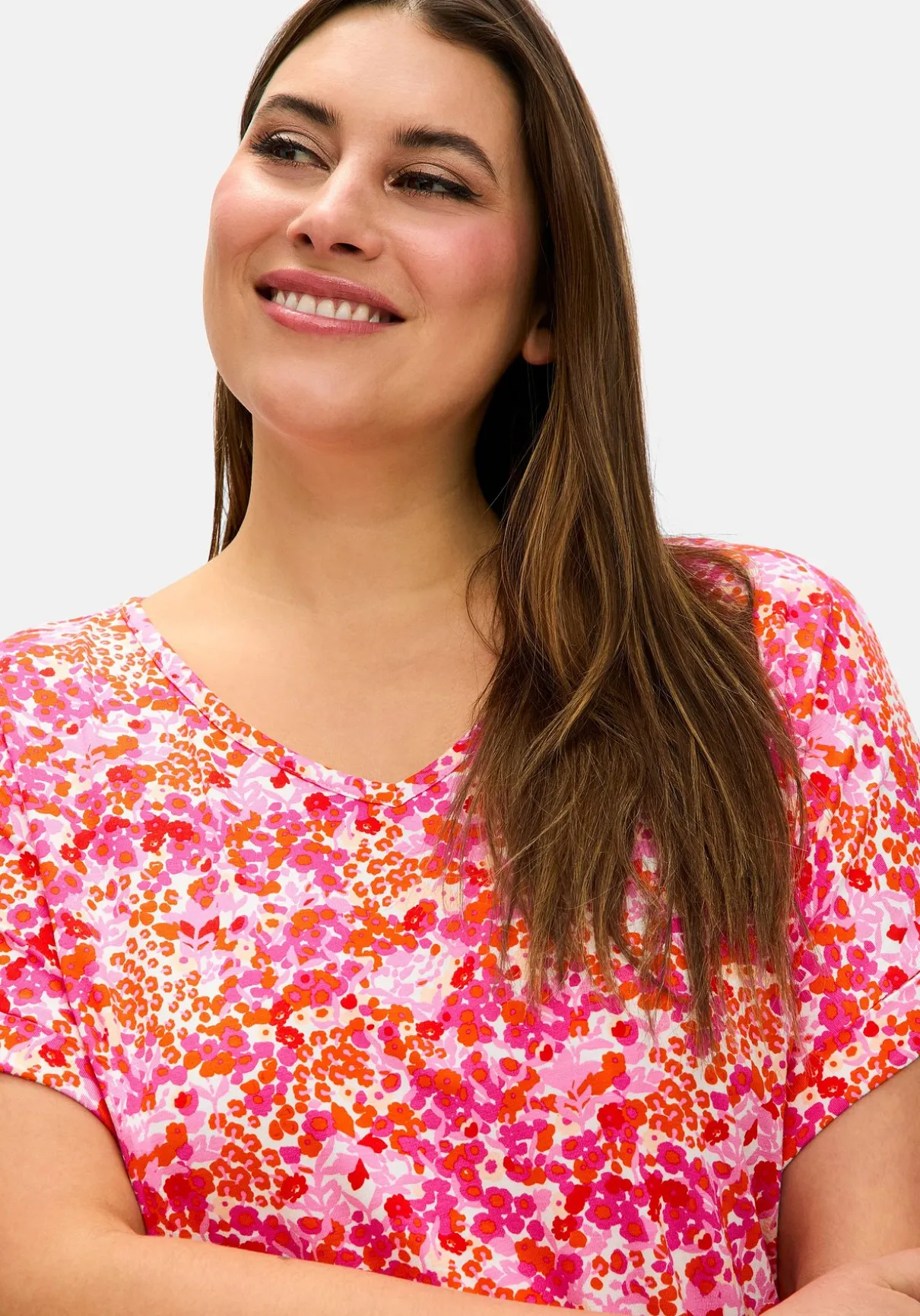 Shirt mit Blumendruck und Saum-Gummizug