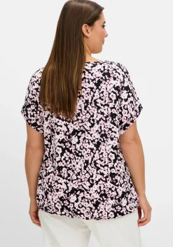 Shirt mit Blumendruck und Saum-Gummizug