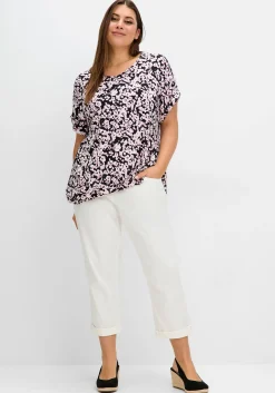 Shirt mit Blumendruck und Saum-Gummizug