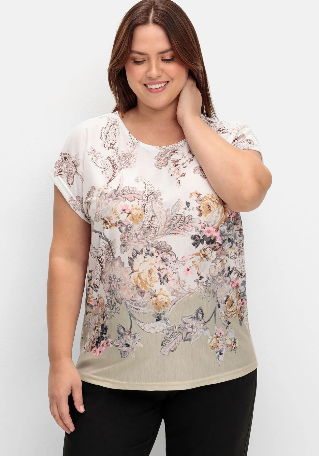 Shirt mit Blumenprint, in bügelfreier Qualität