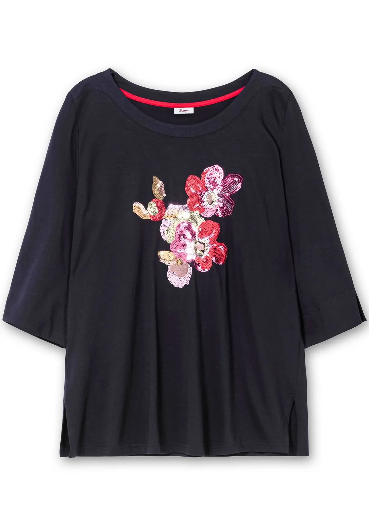 Shirt mit Blumenstickerei aus Pailletten