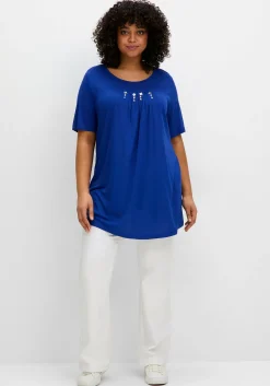 Shirt mit Faltendetails und Ziersteinen