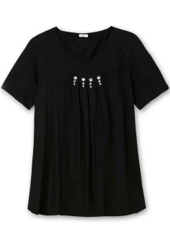 Shirt mit Faltendetails und Ziersteinen