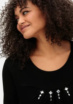 Shirt mit Faltendetails und Ziersteinen