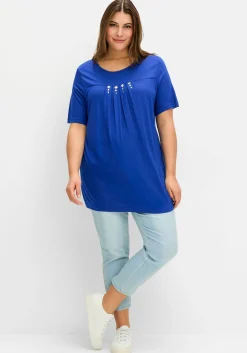 Shirt mit Faltendetails und Ziersteinen