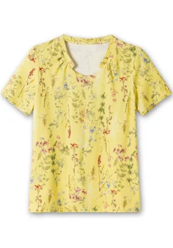 Shirt mit Faltenpartie am Stehkragen