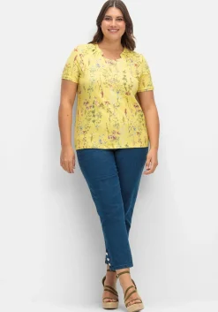 Shirt mit Faltenpartie am Stehkragen