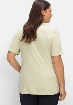 Shirt mit Faltenpartie am Stehkragen