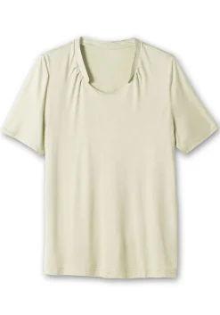 Shirt mit Faltenpartie am Stehkragen