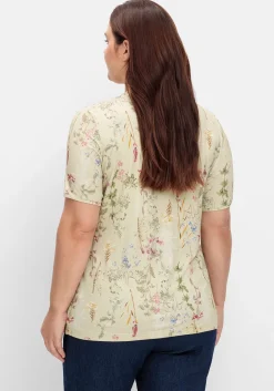 Shirt mit Faltenpartie am Stehkragen