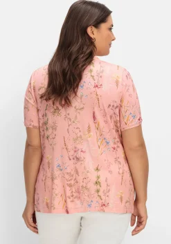 Shirt mit Faltenpartie am Stehkragen