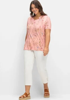 Shirt mit Faltenpartie am Stehkragen