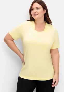 Shirt mit Faltenpartie am Stehkragen