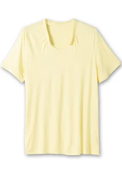 Shirt mit Faltenpartie am Stehkragen