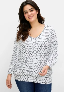 Shirt mit 3/4-Fledermausärmeln und V-Ausschnitt