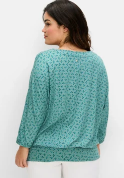 Shirt mit 3/4-Fledermausärmeln und V-Ausschnitt