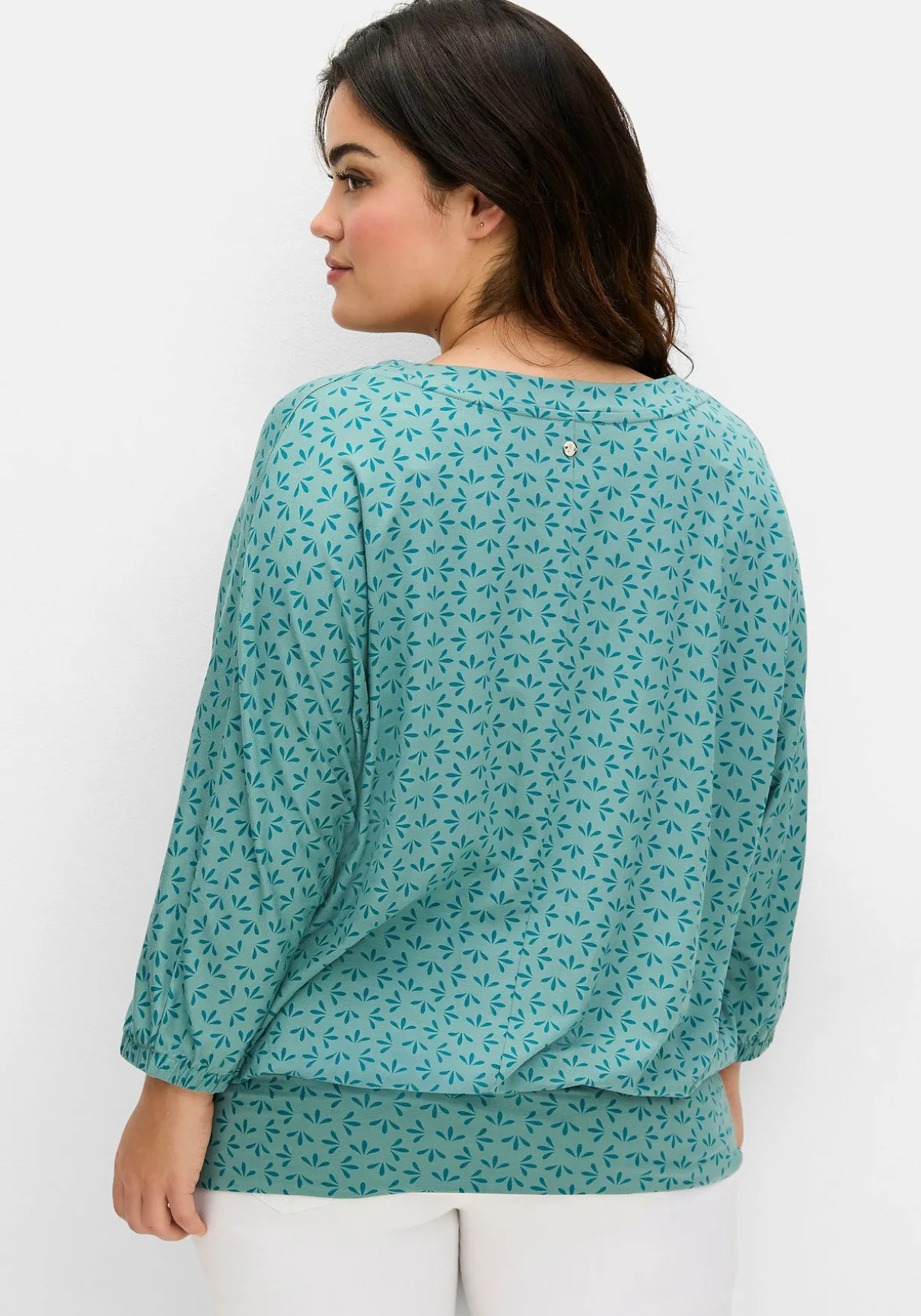 Shirt mit 3/4-Fledermausärmeln und V-Ausschnitt