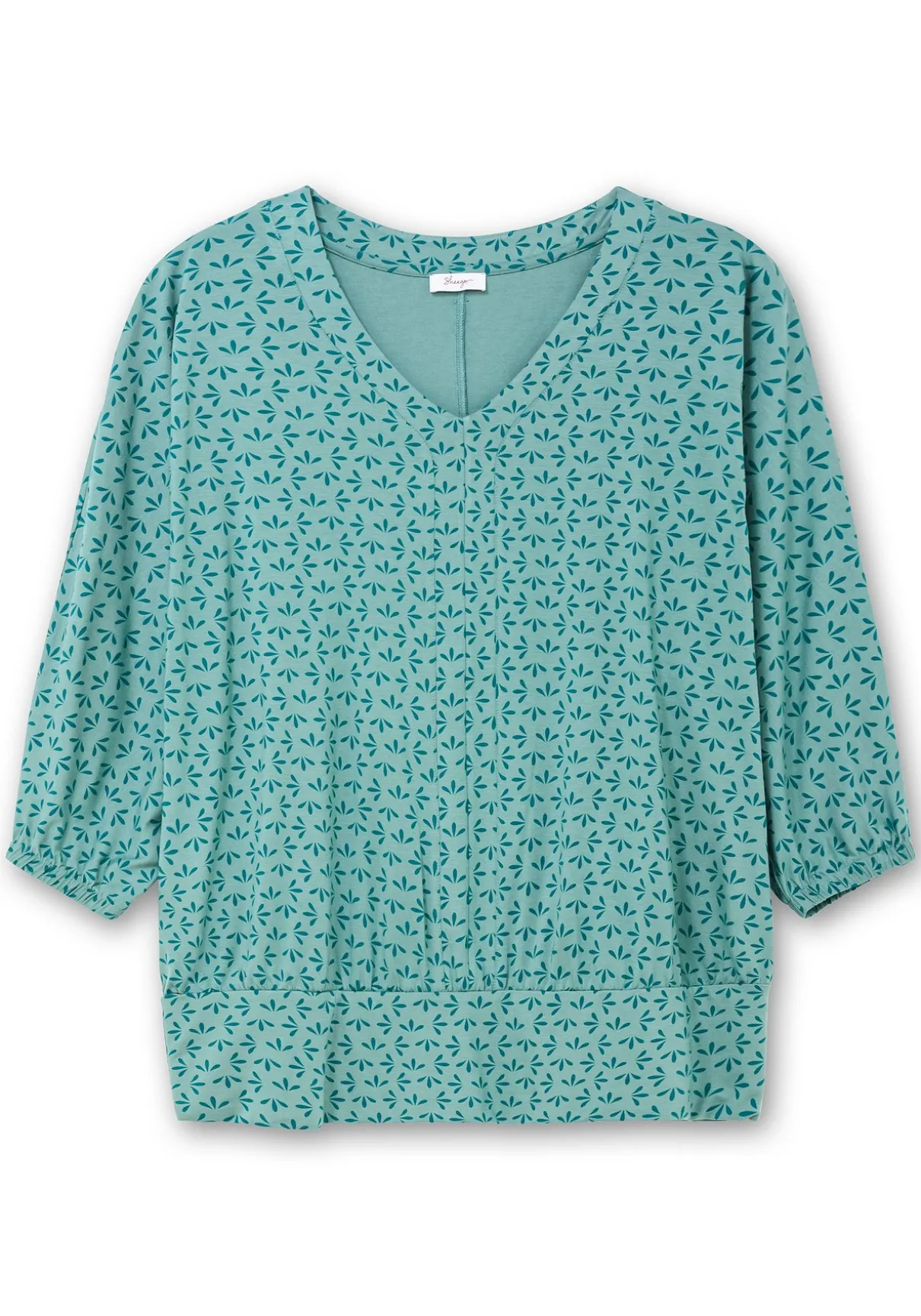 Shirt mit 3/4-Fledermausärmeln und V-Ausschnitt