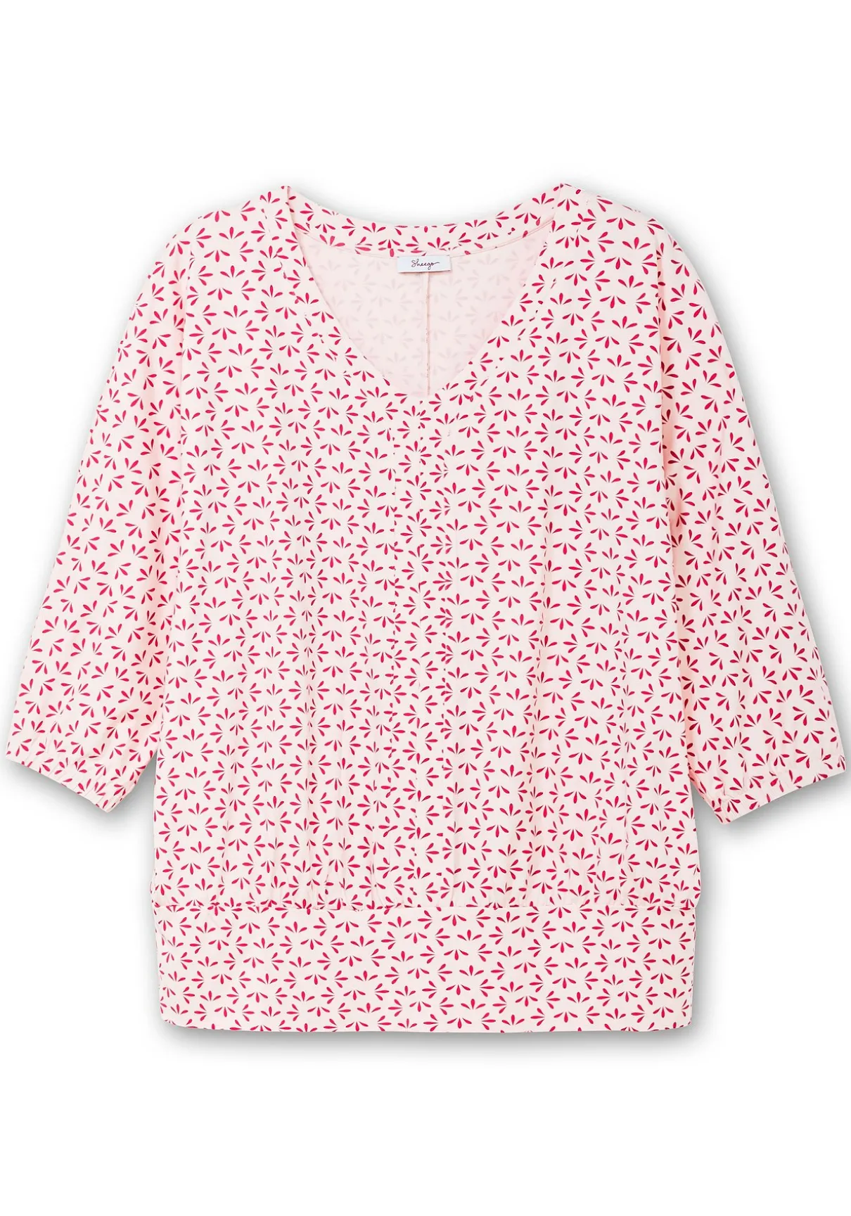 Shirt mit 3/4-Fledermausärmeln und V-Ausschnitt