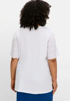 Shirt mit Flügelärmeln aus Lochspitze